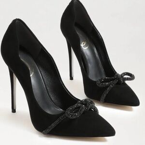 Sam Edelman Black Heels with Glitter Bow